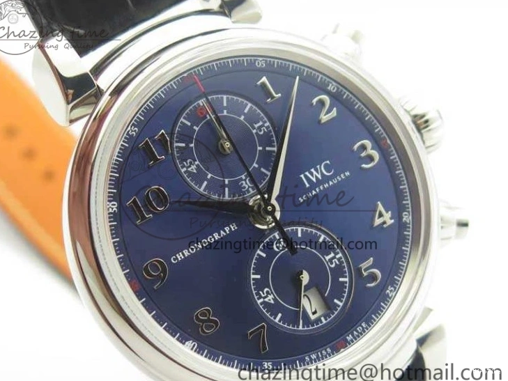 MIROTIME 0116 Breathable Da Vinci IW393402 SS ZF 1:1 Best Edition Blue Dial On Black Leather Strap A 7211